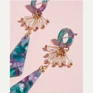 Geo Resin Tassel Bead Gold Dangle Pearl Multicolor